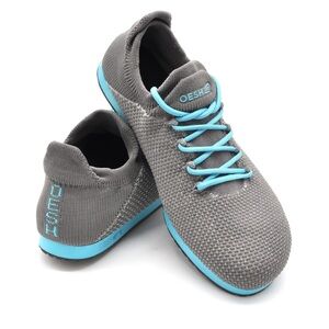 OESH Warrior shoes in the Storm Cloud gray turquoise laces woman 10